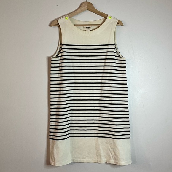 AlliHop Black & White Striped Sleeveless Knit Shift Dress Size M - Picture 8 of 12